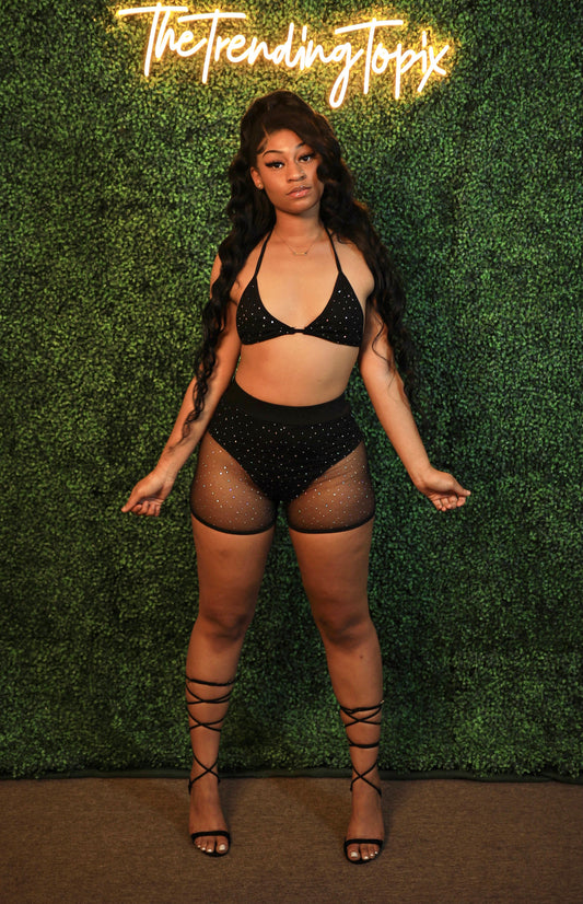 Crop Top Mesh Short Set