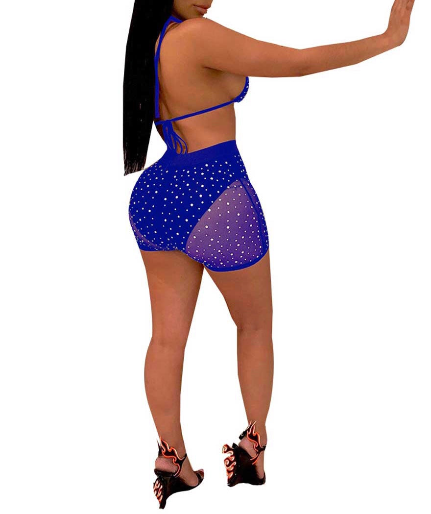 Crop Top Mesh Short Set