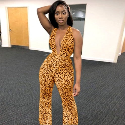 Trending Backless Cheetah Printed Jumpsuit
