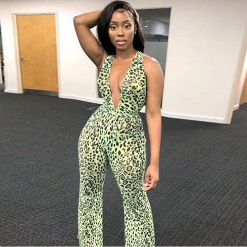 Trending Backless Cheetah Printed Jumpsuit