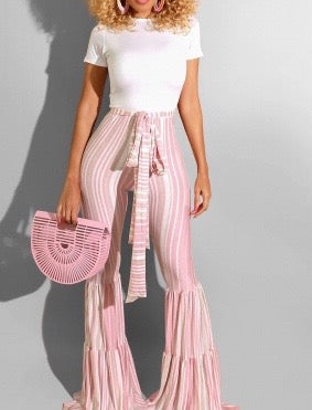 Trending Striped High Waist Long Flare Pants