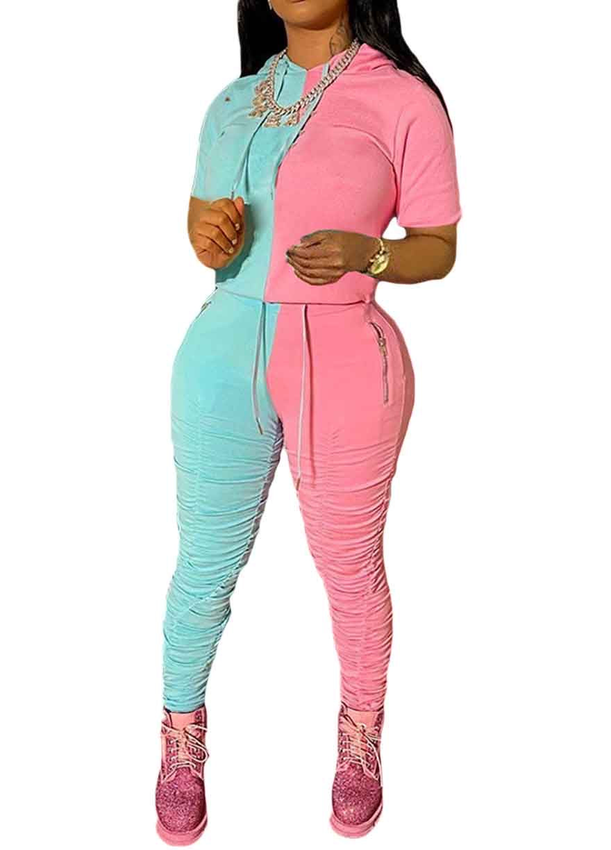 Trending Color Block Stacked Jogger Set