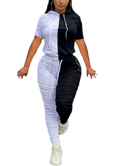 Trending Color Block Stacked Jogger Set