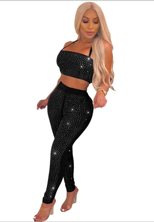 Rhinestone pants set